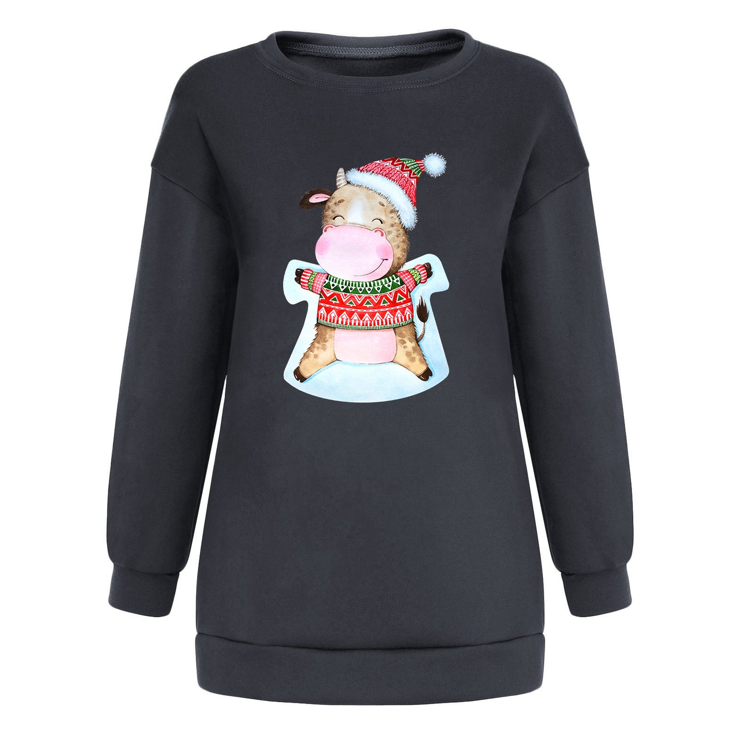 Christmas hat cute cow print hoodie