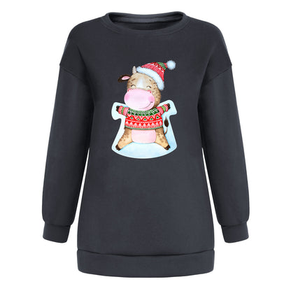 Christmas hat cute cow print hoodie