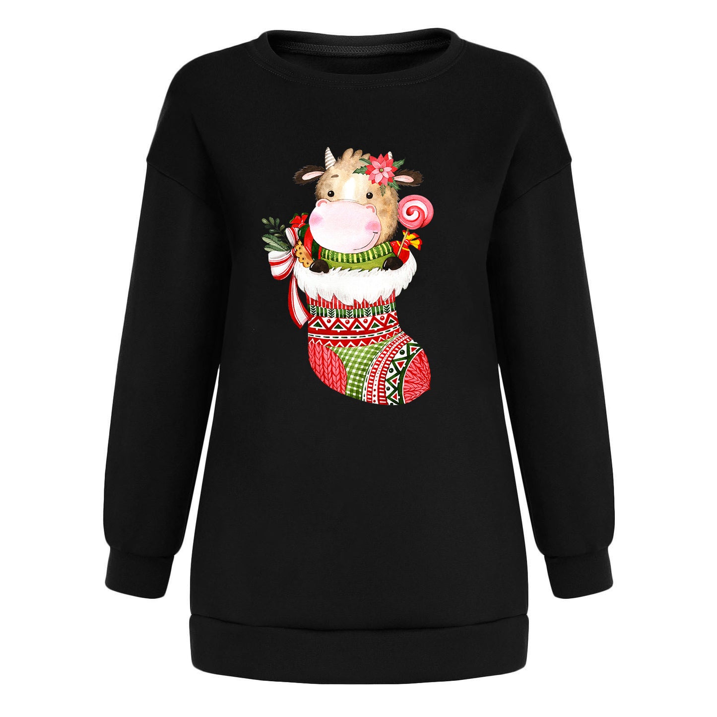 Christmas hat cute cow print hoodie