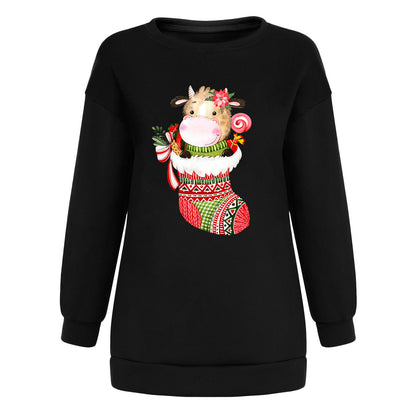 Christmas hat cute cow print hoodie