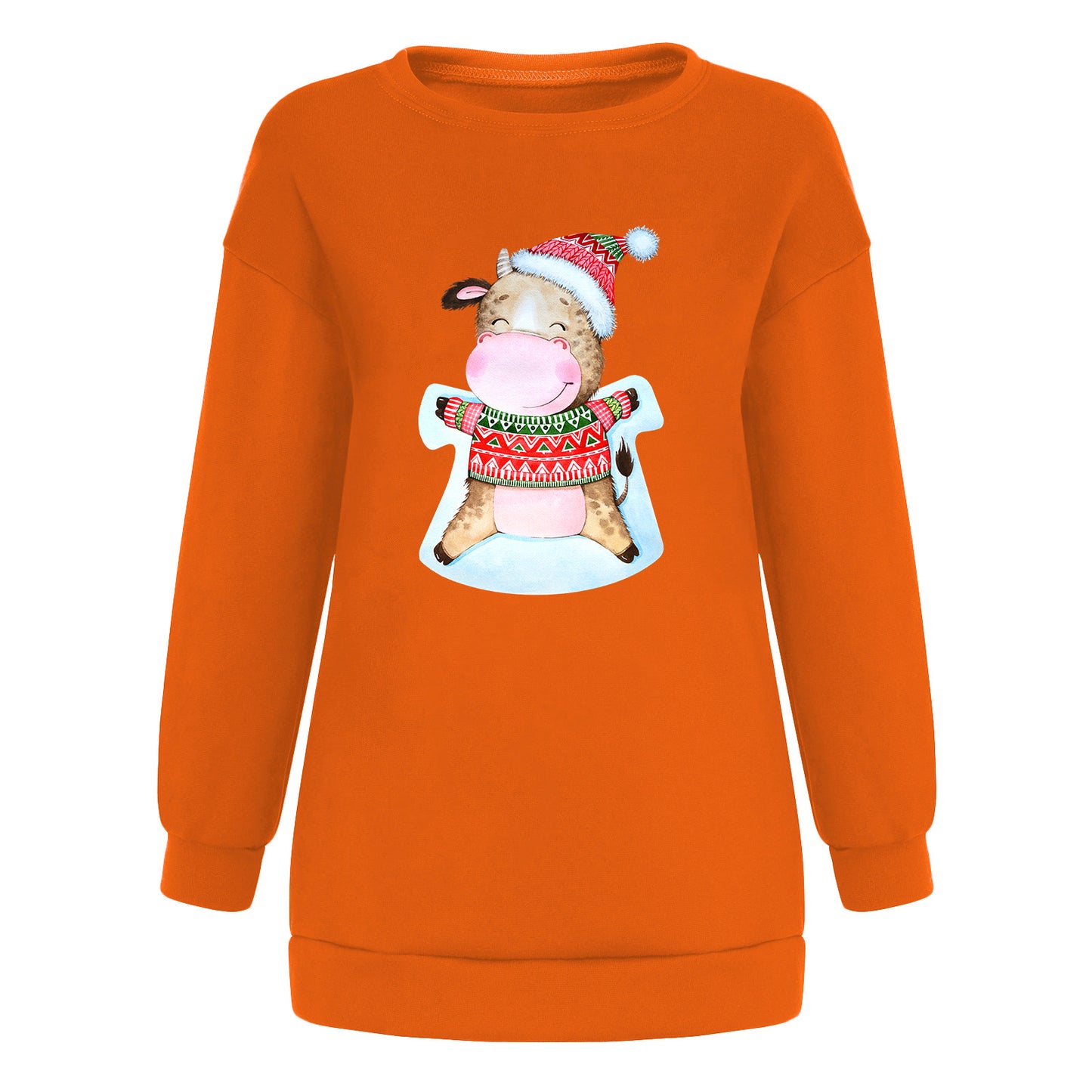 Christmas hat cute cow print hoodie