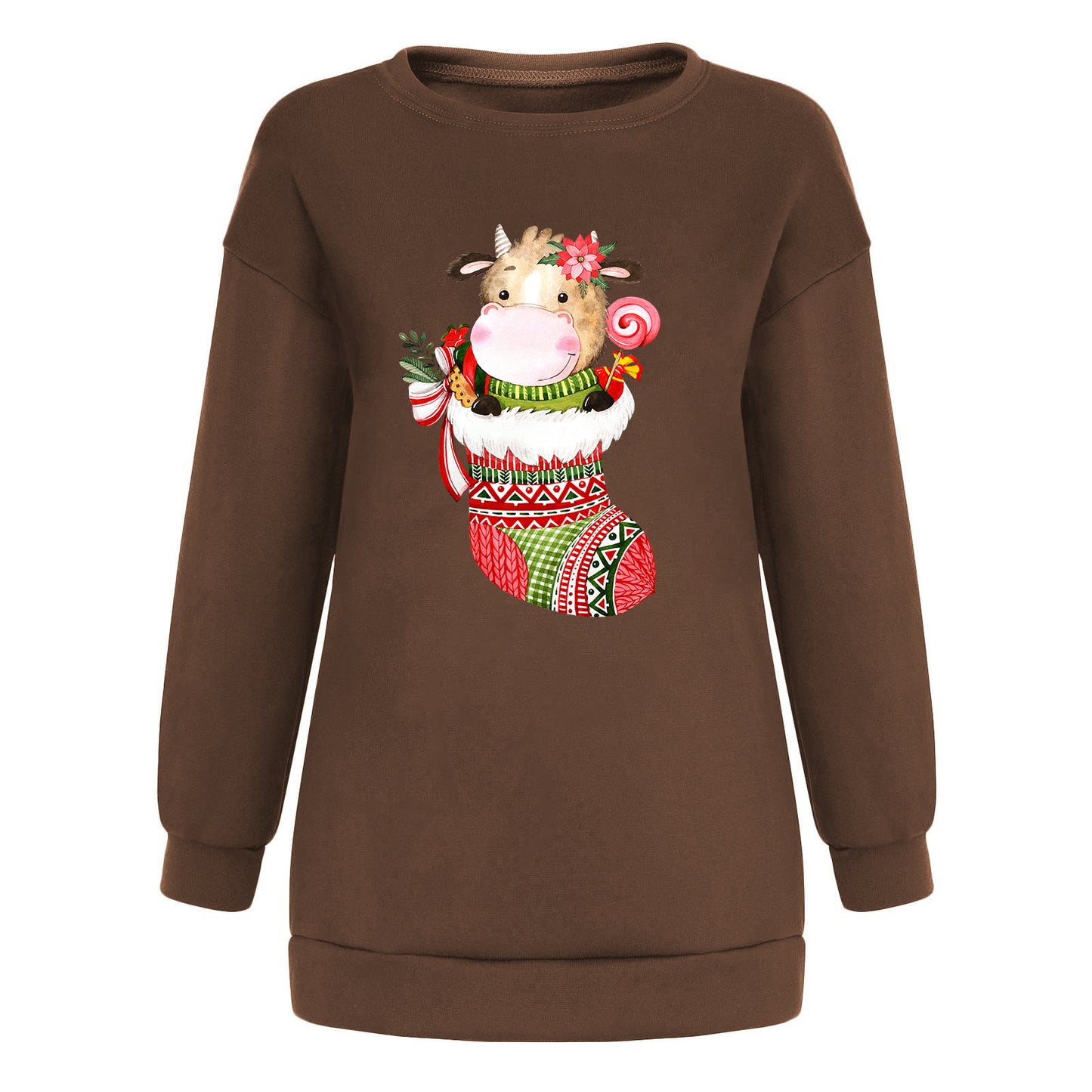 Christmas hat cute cow print hoodie