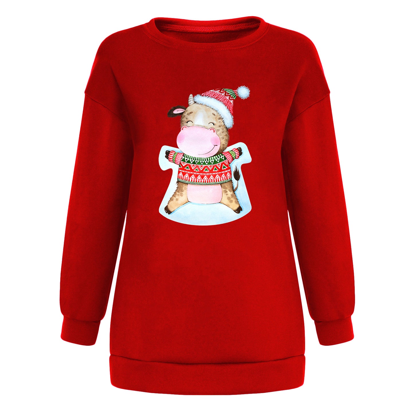 Christmas hat cute cow print hoodie