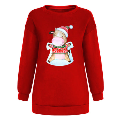 Christmas hat cute cow print hoodie