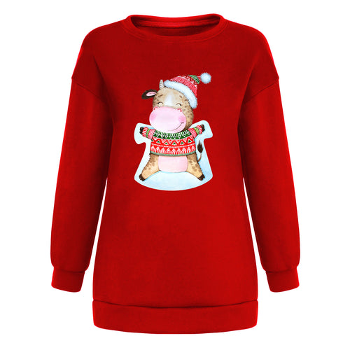 Christmas hat cute cow print hoodie
