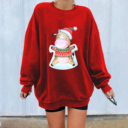 Christmas hat cute cow print hoodie